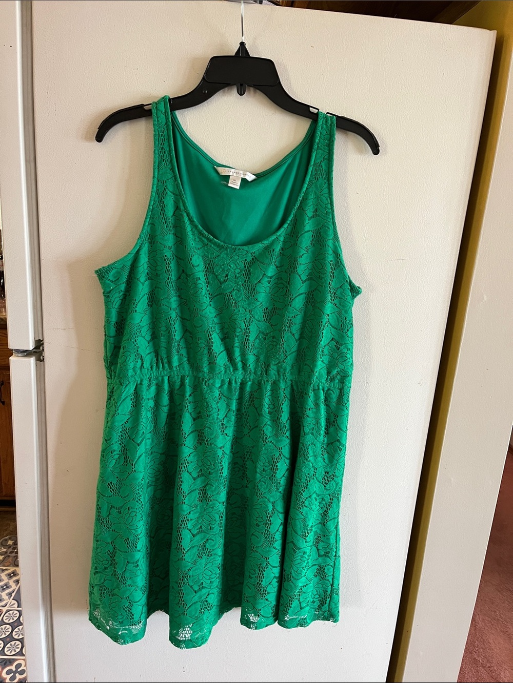 LC Lauren Conrad Emerald Green Lace Tank Mini Dress